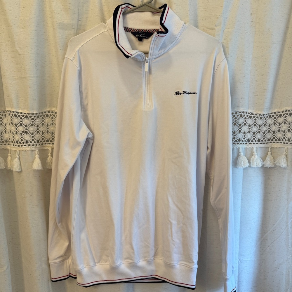 Ben Sherman White Polo Quarter Zip